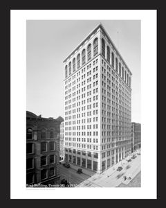 Ford Offices Building - c1910  black & white art print restoration