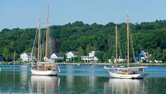 Charlotte and Incandesa in the morning at Mystic Seaport  in Mystic, CT