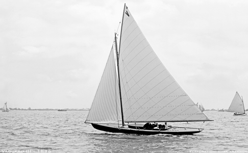Vaquero III - 1896 - Vintage Sailboat art print restoration for Interior Design
