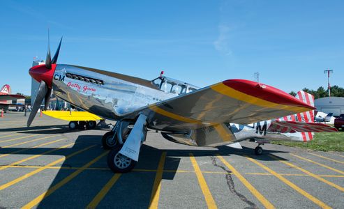 P-51 Mustang on tarmac at airshow in Beverly, MA