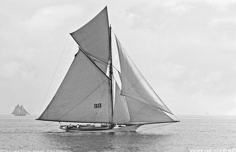 Verena 1890 - Vintage Sailboat art print restoration for Interior Design