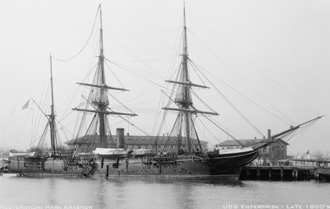 U.S.S. Enterprise Late 1800's - Vintage Nautical art print restoration for Interior Design