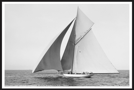 Vigilant 1893 - Winner of the America's Cup - Vintage Sailboat art print restoration for Interior Design