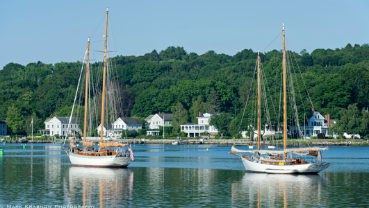 Charlotte and Incandesa in the morning at Mystic Seaport in Mystic, CT