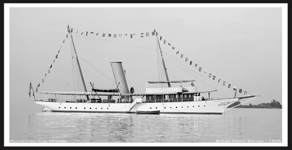 Steam Yacht Winyah 1905 - Vintage Nautical art print restoration for Interior Design