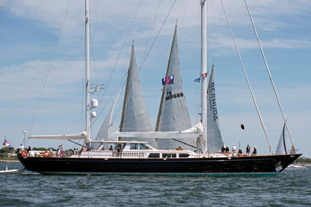 Spirit of Bermuda and Committee Boat at the Newport to Bermuda Start 2016