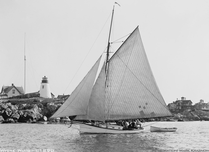 White Wing 1890 - Vintage Sailboat art print restoration for Interior Design