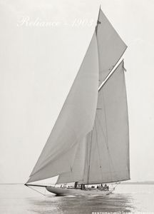 America's Cup Reliance 1903 - Vintage Sailboat art print restoration for Interior Design