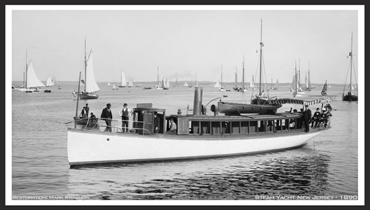 The New Jersey - New Rochelle 1890 - Vintage Nautical art print restoration for Interior Design