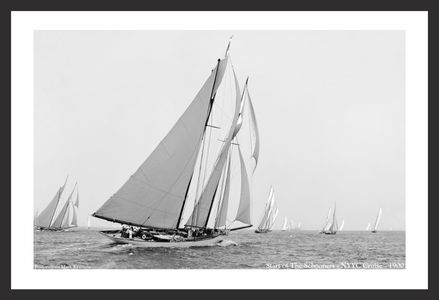 Start of the Schooners - NYYC 1900 - Vintage sailing photography art print restoration