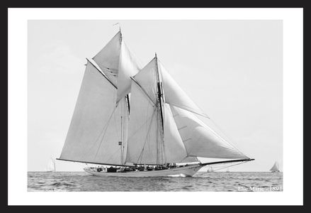 Else Marie -1894  - black and white antique sailing art print restoration