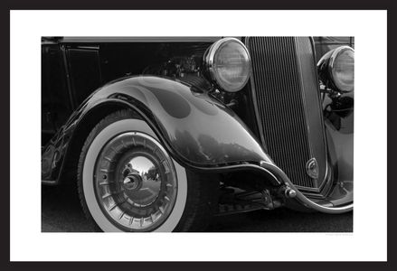 classic car details - black & white art prints