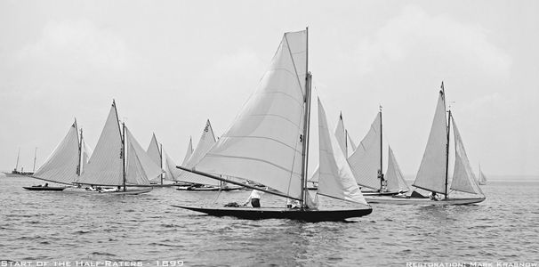 Start of the Half Raters -1896 - Vintage Sailing Art Print Restoration