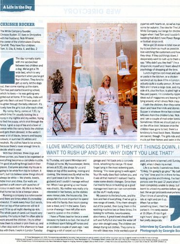 Chrissie Rucker, founder of The White Company, shot for The Sunday Times Magazine.