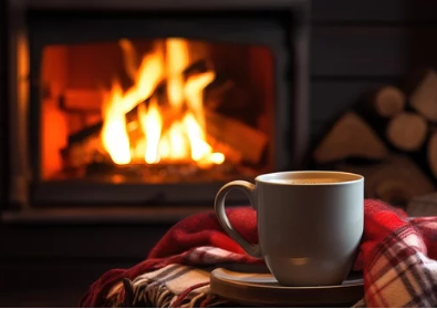 Cozy Fire place and hot coffee Coffee by Fire Place