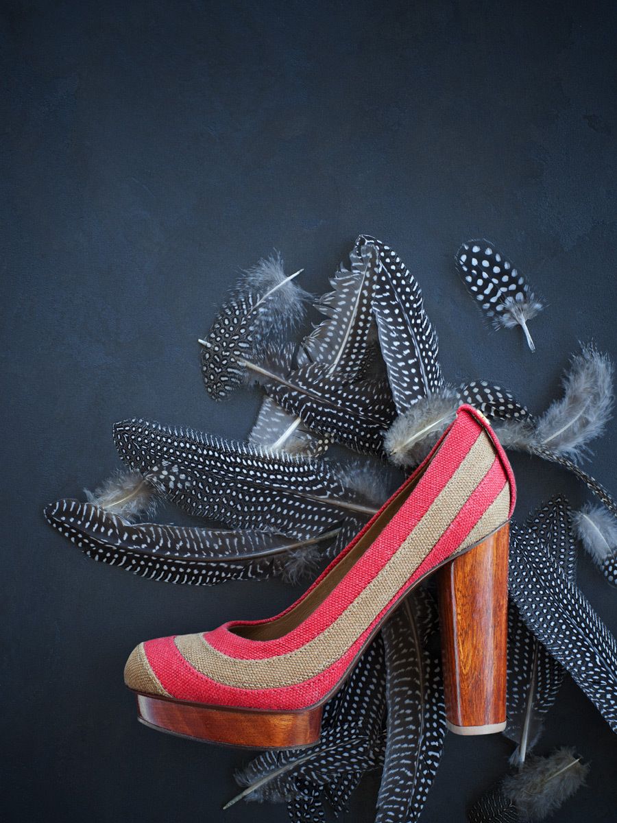 High Heel with Spotted Feathers