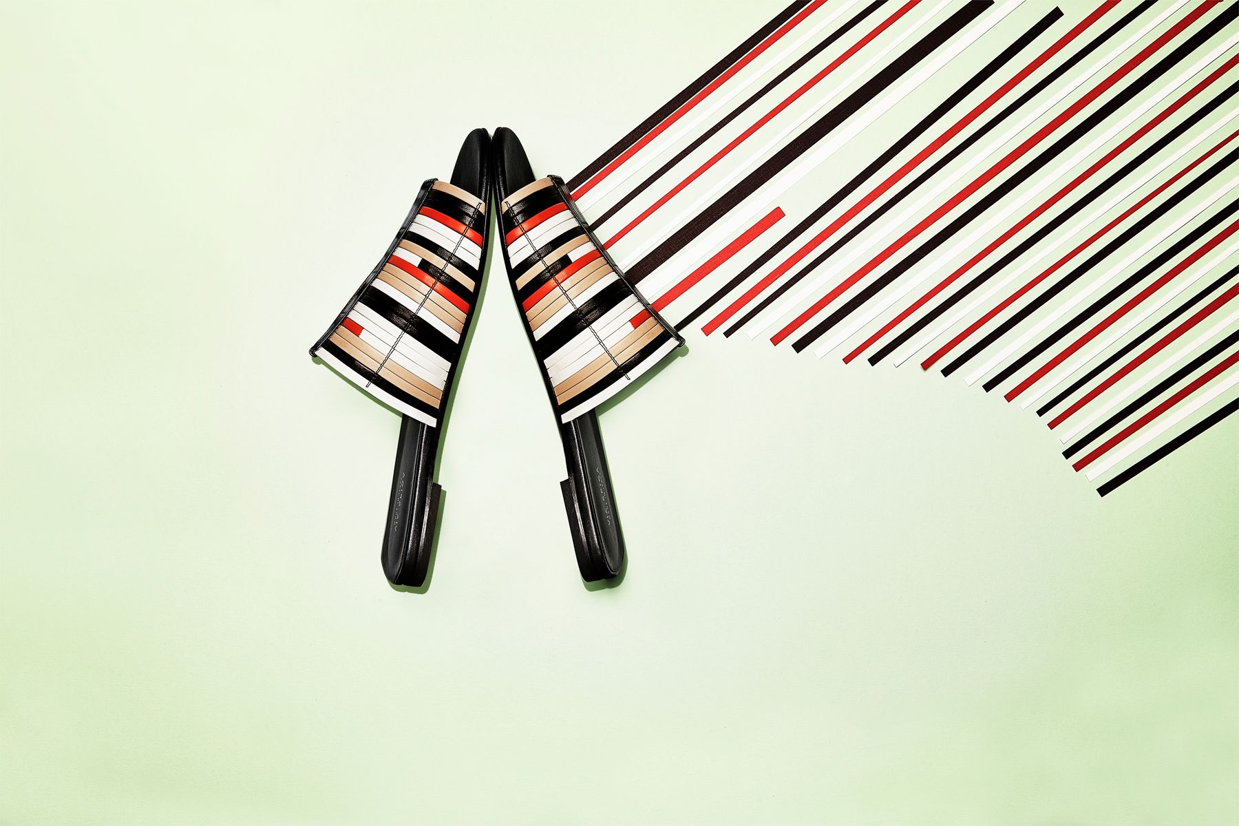 Shoes on stripe background