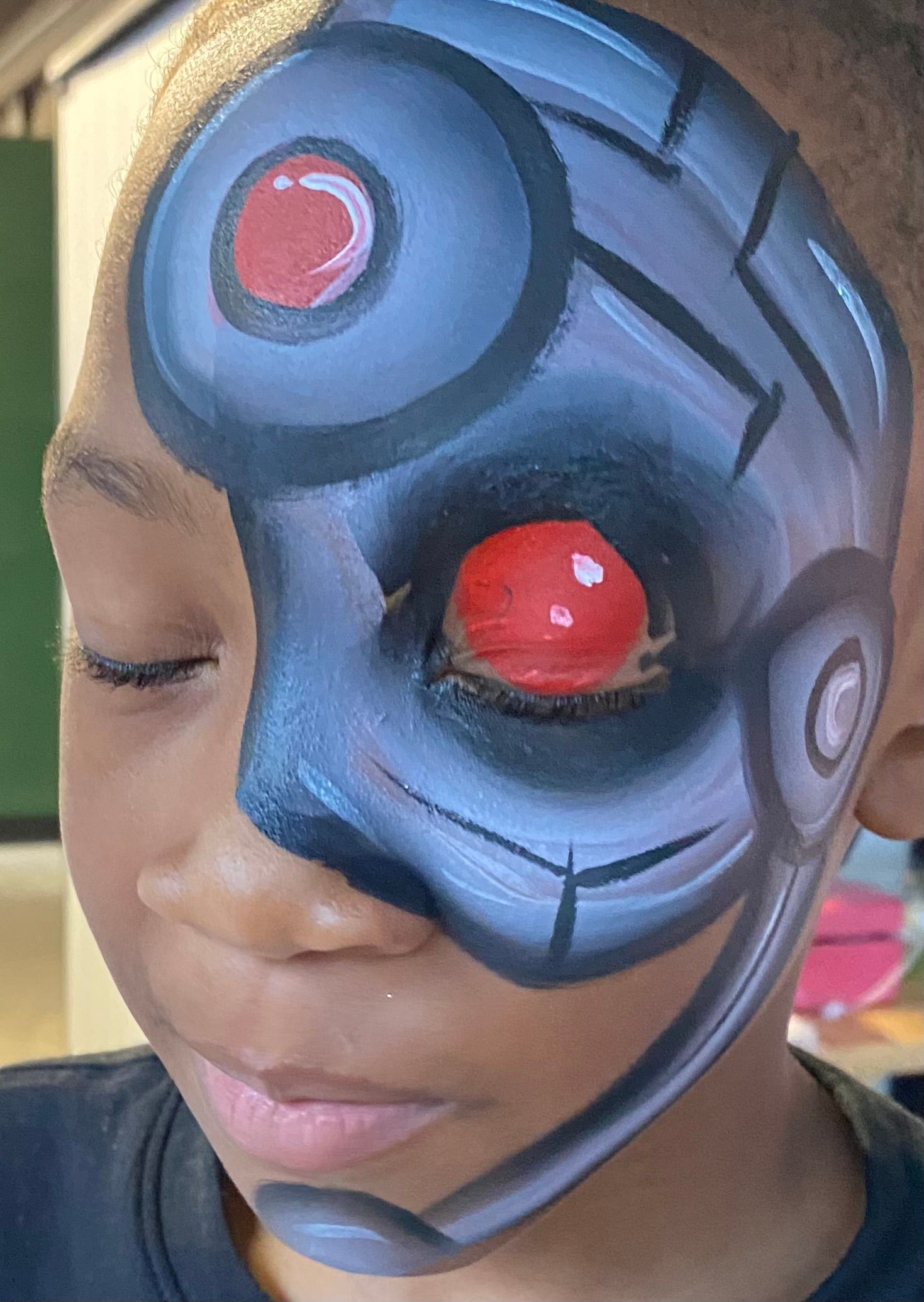 Cyborg face paint Wheaton IL