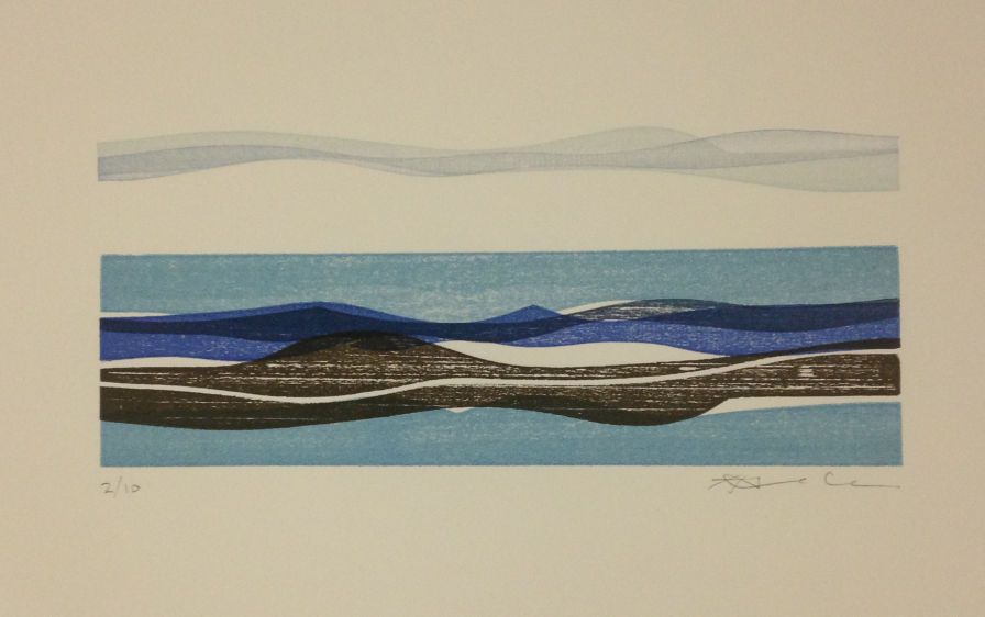 Woodcut, 5" x 10", 2015 Wave