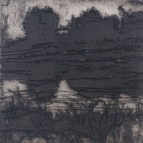 Etching, 2 3/4" x 2 3/4" "Far Edge"