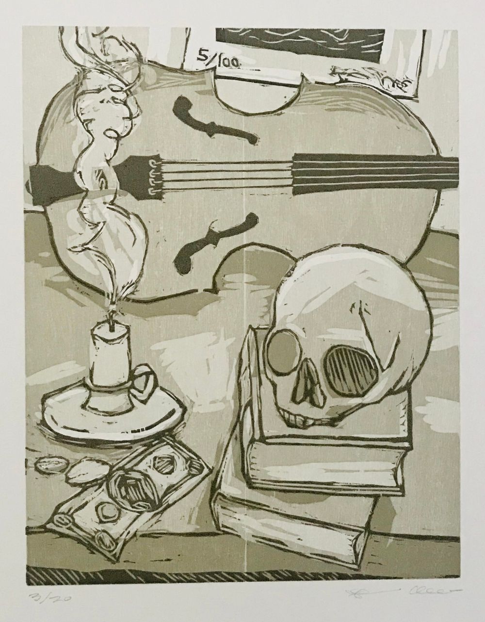 Woodcut, 14" x 11", 2018 Vanitas