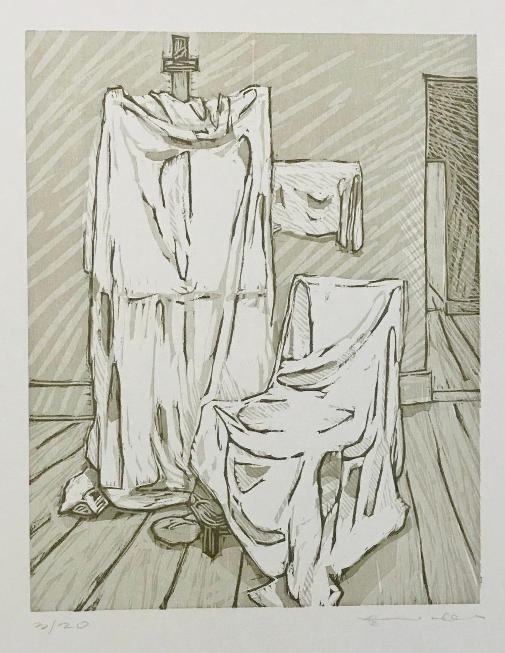 Woodcut, 14" x 11", 2018 Drapery