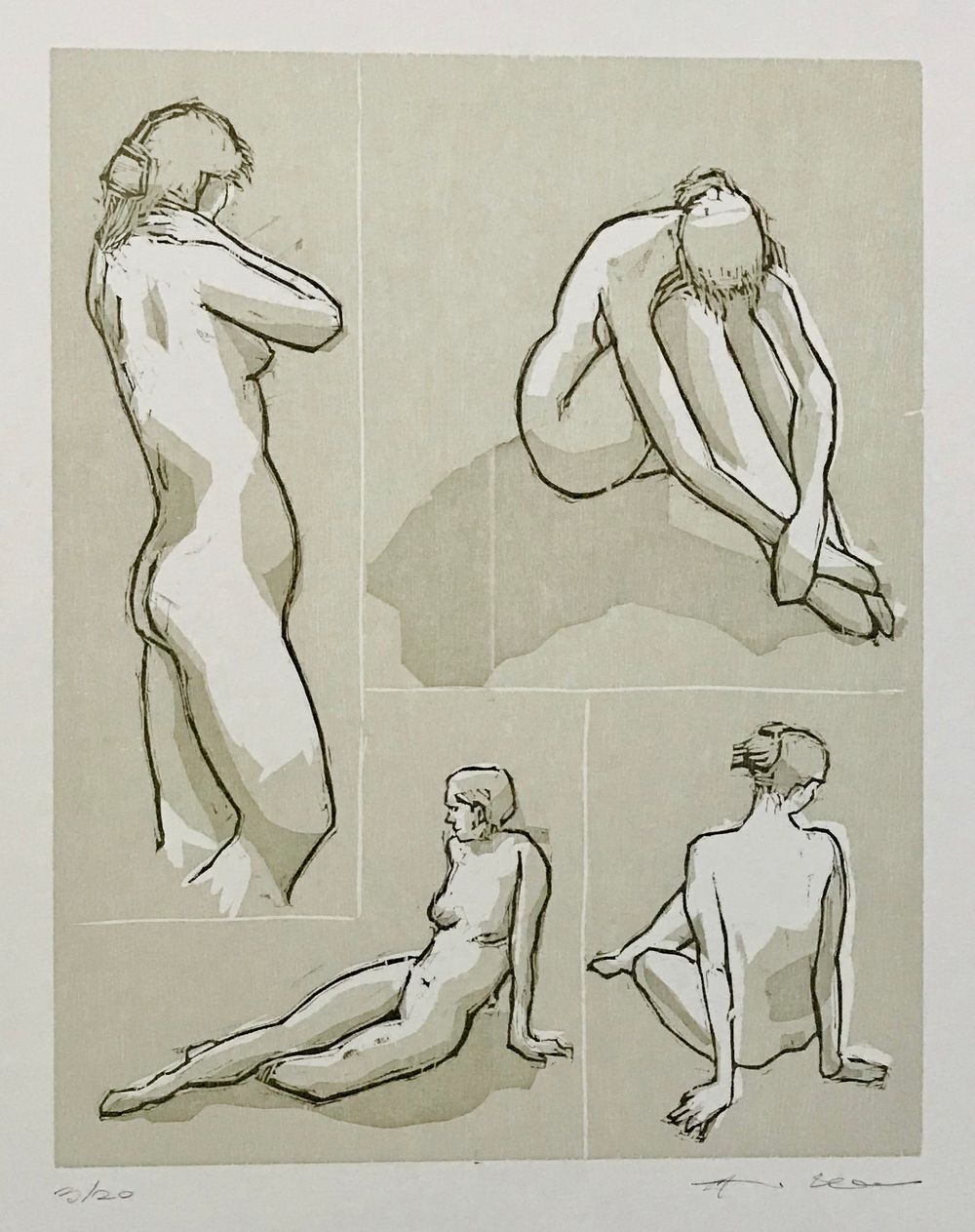 Woodcut, 14" x 11", 2018 Figures