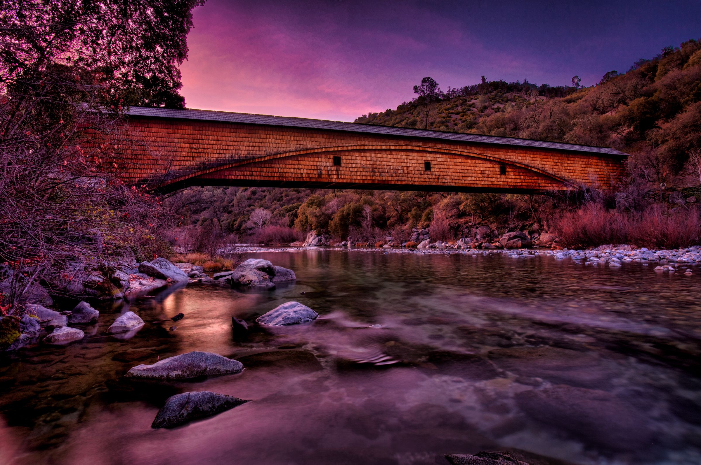 Twilight, Bridgeport Covered Bridge, California