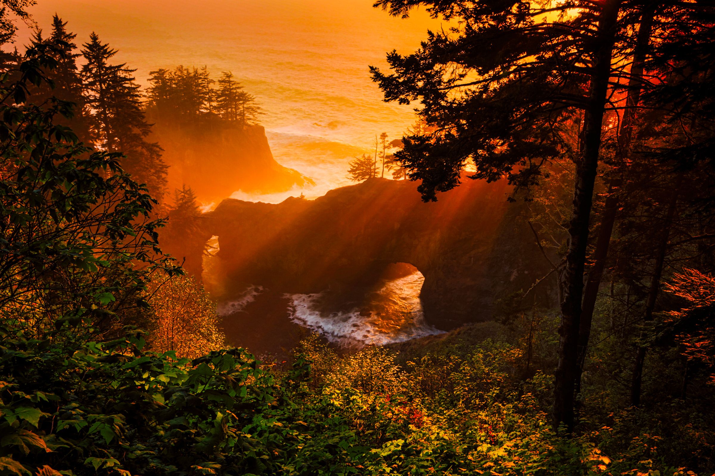 Sunset and Natural Bridge, Oregon