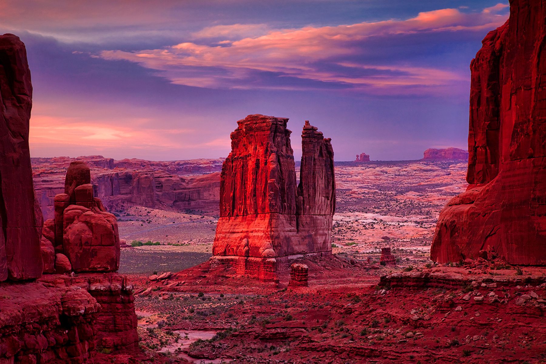Twilight, Park Avenue, Arches National Park, Utah