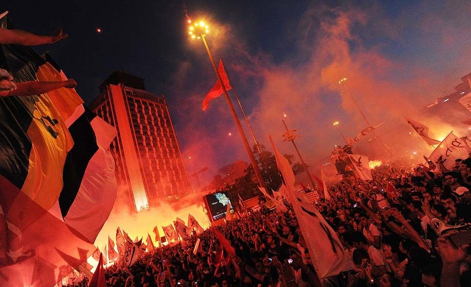 Turkish protesters celebrate in Taksim Square and at barricades