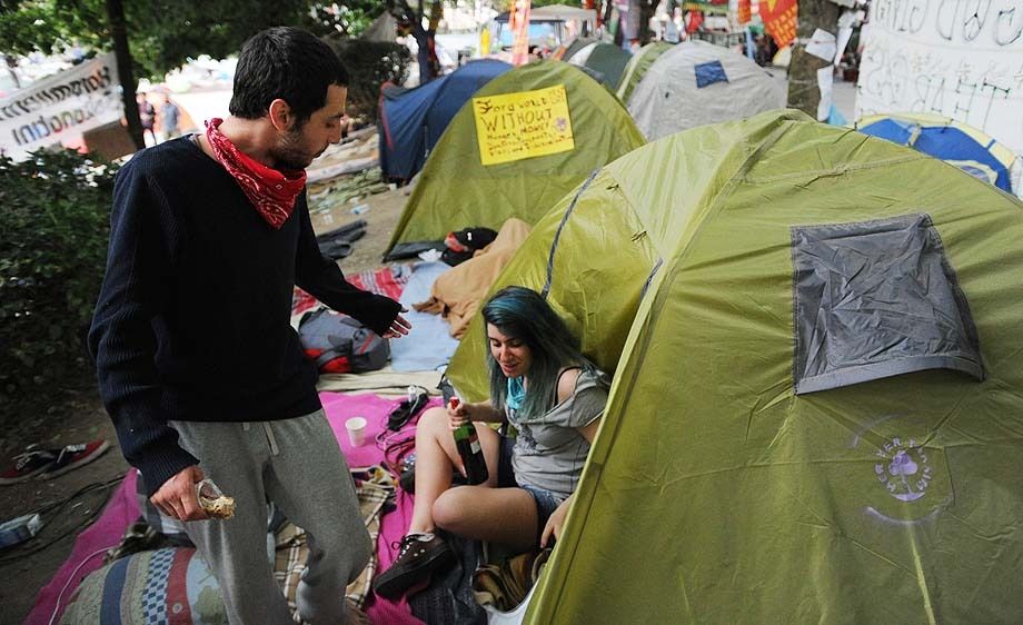 Camping Gezi Park protestors sleep before police raid on Taksim Square