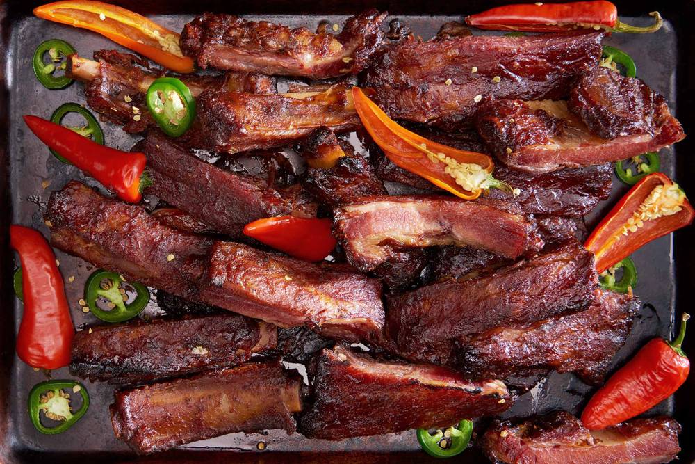 Sheet Pan Ribs and hot peppers