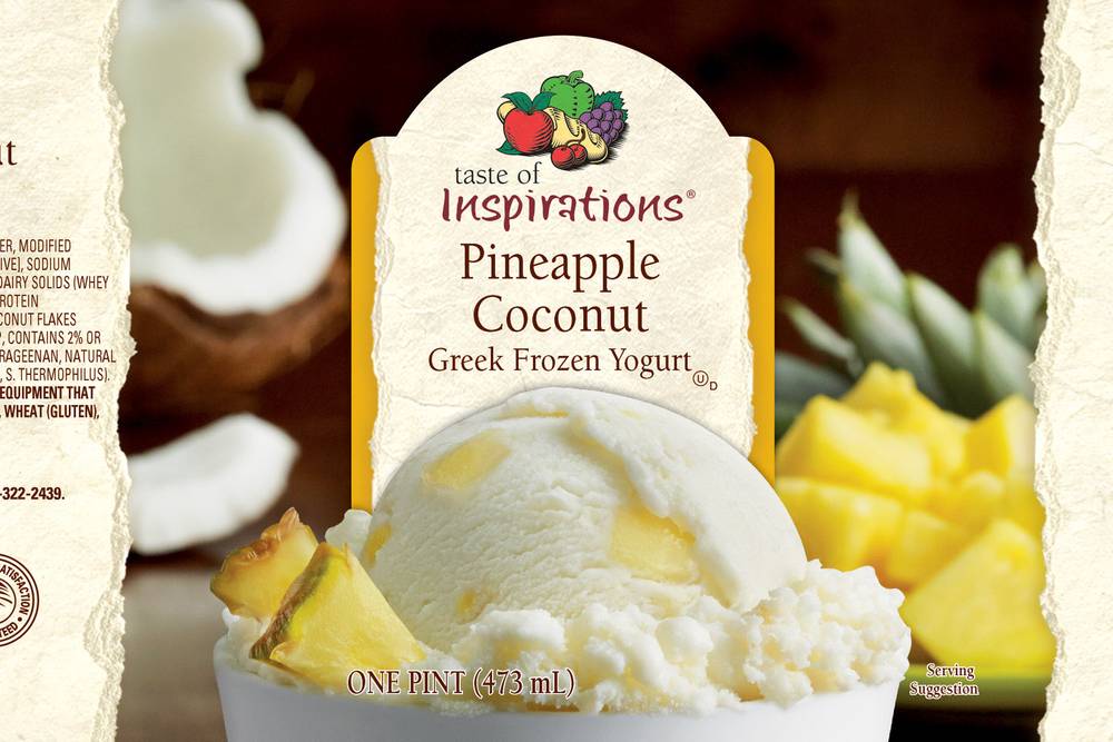 Pineapple Coconut Greek Frozen Yogurt Packaging