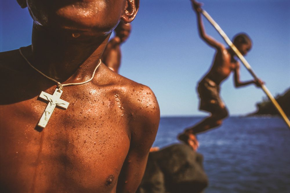 Young boys in Lamalera practice harpooning with floating coconuts and dream of becoming "lama-fa", or harpooners. whaling.indonesia_41.jpg