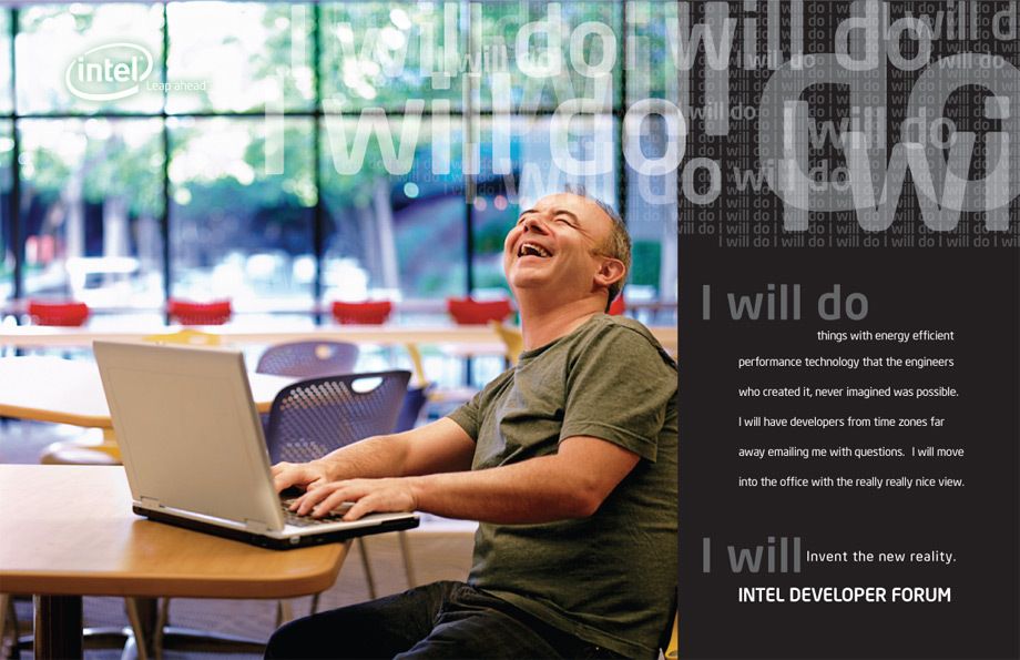 Tens of thousands of top technologists and industry leaders worldwide attend Intel’s Developer Forum which provides critical information to accelerate innovation in the technology industry.To attract these self proclaimed “geeks”, an integrated global marketing campaign was created which included print ads, web design, direct mail, collateral, guerilla marketing, event planning and management, style guides, and viral marketing through social media. Creative direction, art direction INTEL