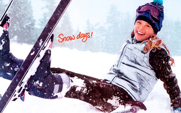 American Girl Magazine, Girl in Snow, Skiing, Skis, Snow, Mountain, Smiling American Girl Snow Days