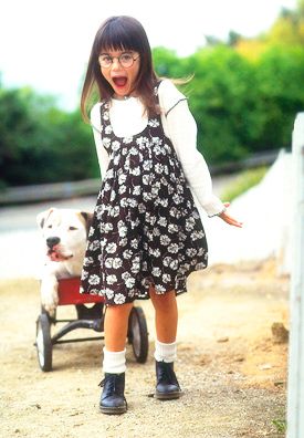 Girl with Dog, Dog, Pitbull, Red Wagon Girl with Dog