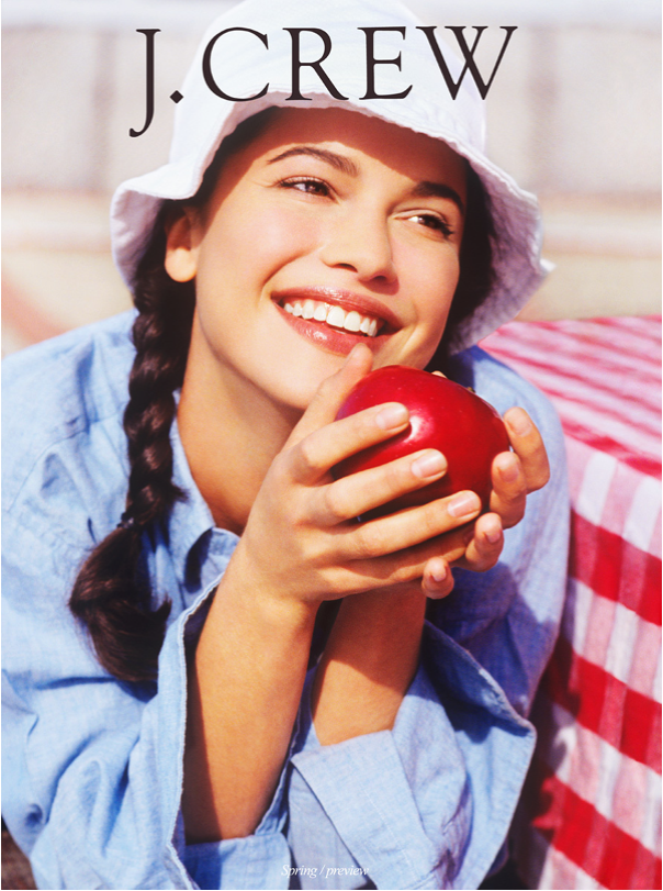 J.Crew, Girl with Apple, Apple, Happy, Picnic, White Hat J.Crew Girl with Apple
