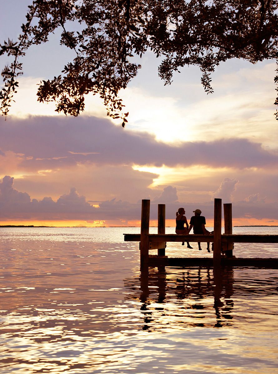 Couple, Dock, Ocean, Florida, Sunset, Beauty, Landscape Couple on Dock at Sunset