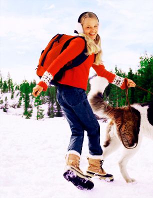 American Girl, Girl with Dog, Saint Bernard, Snow, Winter American Girl Girl with Saint Bernard Dog
