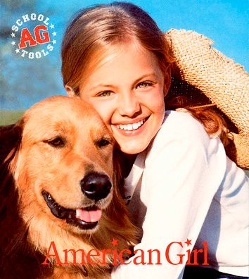 American Girl, Girl with Dog, Golden Retriever, Dog, Happy, Fall American Girl School Tools