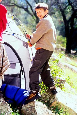 Boy with Tent, Setting up Tent, Camping, Boy, Smile Boy with Tent