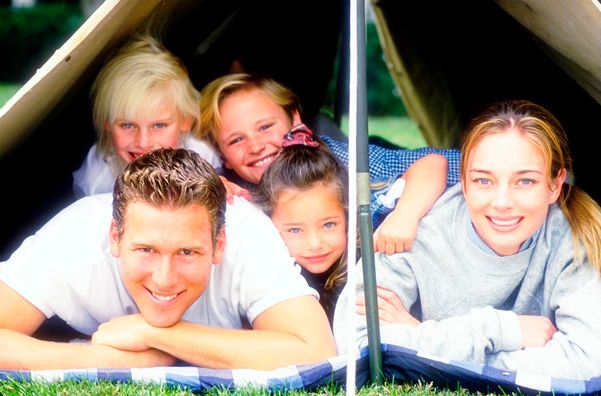 Family in Tent, Backyard, Sleepover, Fun, Family Family in Tent