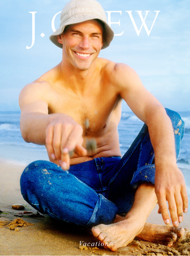 J.Crew Magazine, Magazine Cover, Man on Beach, Malibu, Ocean, Beach, Summer, Vacation J.Crew Vacation Magazine Cover Man on BEach