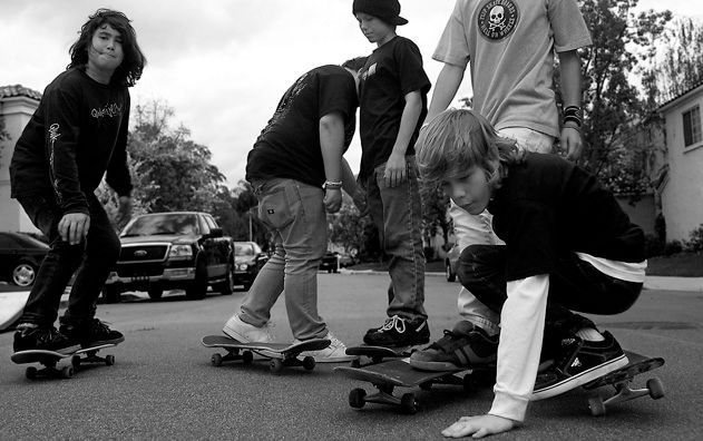 Kids of Summer, Kids, Friends, Group, Skateboards, Punk, Black and White, Skating Kids of Summer Skating