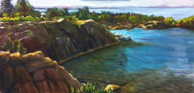 10" x 20", oil on canvas , en plein air Patti Painting in the Rockport Quarry