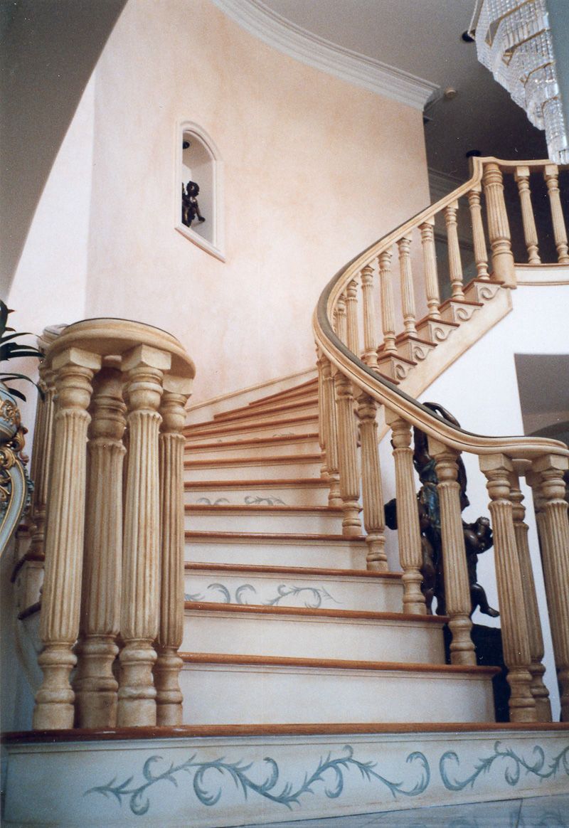 Antique Painted Stairs and BanistersAntique Glazed Walls