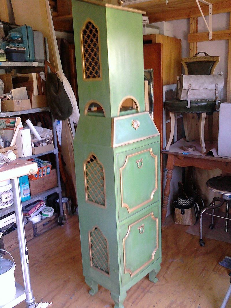 Custom Antique Finished Apothecary Cabinet - After