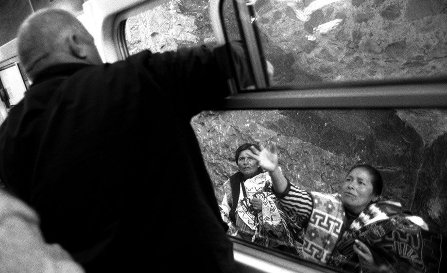 ANDES WOMAN AND TRAIN PASSENGER